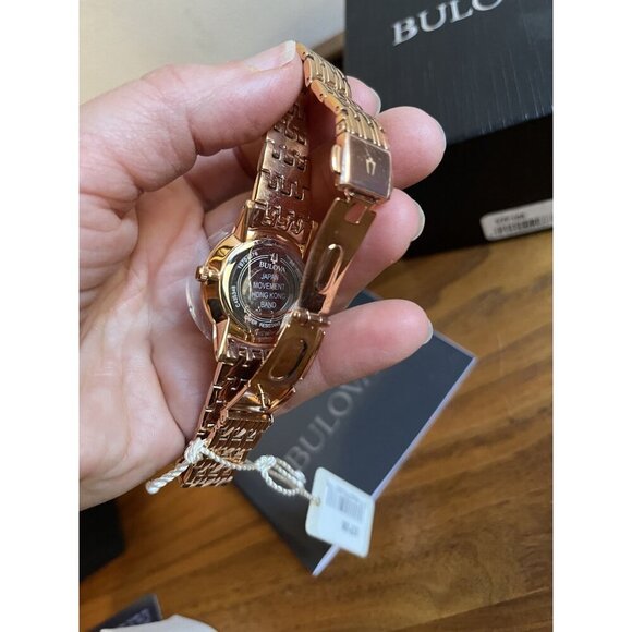 Bulova NEW Ladies Rose Gold Diamond Watch With Certificate & Box Style 97P106 NW main image 5